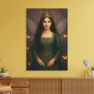 003_A fairy princess in emerald green. Canvas Afdruk