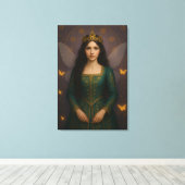 003_A fairy princess in emerald green. Canvas Afdruk (Insitu (Houten vloer))