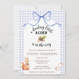 004 Indigo Schattig Eekhoorntje Eikel Gingham Baby Kaart