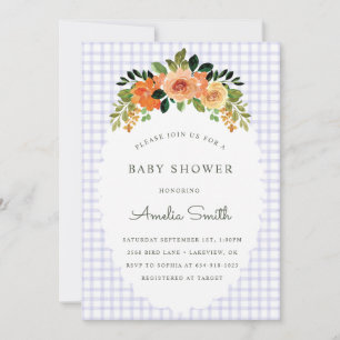005 Iris Bloemengingham Baby Shower Uitnodigingen