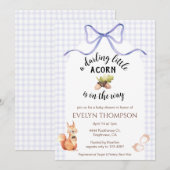 005 Iris Cute Squirrel Acorn Gingham Baby Shower Kaart (Voorkant / Achterkant)