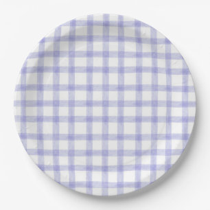 005 Iris Paarse Waterverf Gingham L Papieren Borde Bordje
