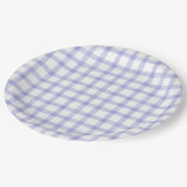 005 Iris Violet Gingham L Assiettes en Papier (Angle)