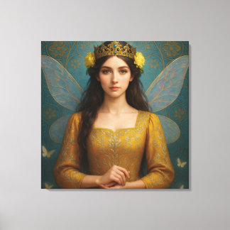 007_A fairy princess in golden yellow. Canvas Afdruk