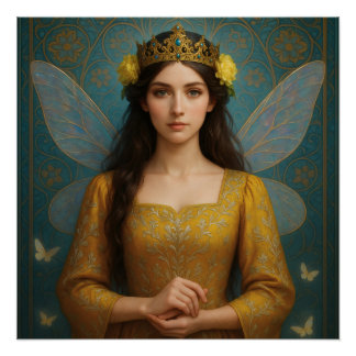 007_A fairy princess in golden yellow. Perfect Poster