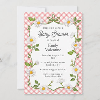 007 Rode Bloem Daisy Geruite Baby Shower Kaart