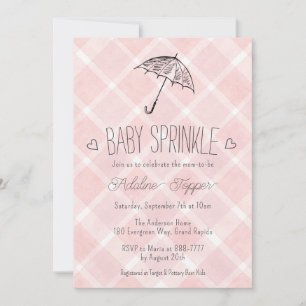 007 Rode Plaid Paraplu Babyschudding Feestje Kaart