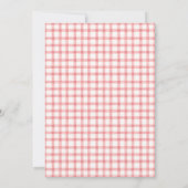 007 Rode Scroll Gingham Kaars Doopfeest Kaart (Achterkant)