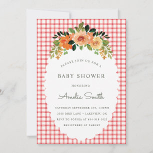 007 Rood Geruite Baby Shower Uitnodigingen