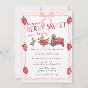008 Blush Gingham Bes Kittig Boerderij Baby Shower Kaart