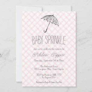 008 Blush Modern Paraplu Gingham Baby Sprinkle Kaart