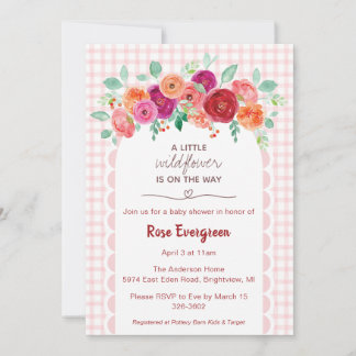 008 Blush Waterverf Wildflower Baby Shower Kaart