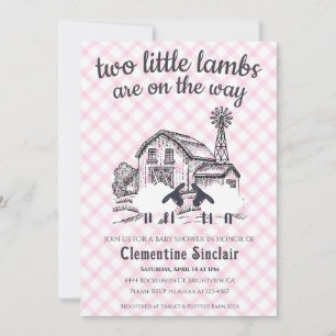 009 Fuchsia Kleine Lammetjes Boerderij Gingham Bab Kaart