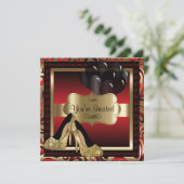 00e anniversaire| Invitation Red & Gold High Heels (Debout devant)