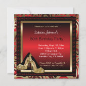 00e anniversaire| Invitation Red & Gold High Heels (Dos)
