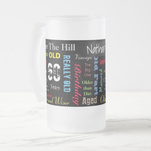 00e Happy BIrthday in een graffiti-stijl Matglas Bierpul (Voorkant links)