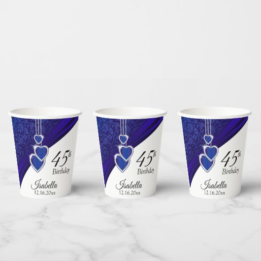 00e Sapphire Verjaardag Papieren Bekers (Multi)