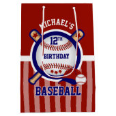 00e verjaardag - Baseball - Donkerrood Medium Cadeauzakje (Achterkant)