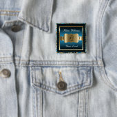 00e verjaardag | Blauw en goud Vierkante Button 5,1 Cm (In situ)