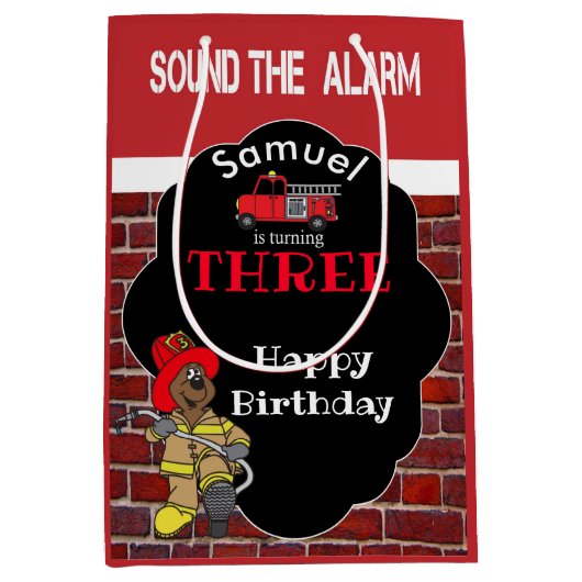 00e verjaardag - Geluid het Alarm - Vuurman Medium Cadeauzakje (Voorkant)
