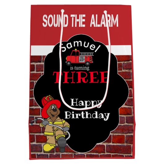 00e verjaardag - Geluid het Alarm - Vuurman Medium Cadeauzakje (Achterkant)