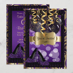 00ste verjaardagsfeestje   Paarse hoge hakken Kaart