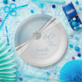 00th Birthday - Blue & White Glitter Papieren Bordje (Feest)