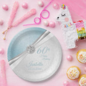 00th Birthday - Blue & White Glitter Papieren Bordje (Feest)