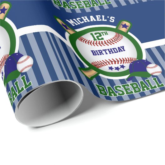 00th Birthday Party - Baseball - Donkergroen Cadeaupapier (Rol Hoek)