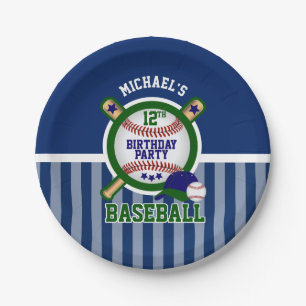 00th Birthday Party - Baseball - Donkergroen Papieren Bordje
