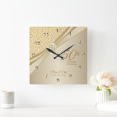 00th Gold Diamond Wedding Anniversary Keepsake Vierkante Klok (Huis)