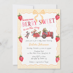 010 Amber Gingham Bes Baby Shower Met Zoete Boerde Kaart