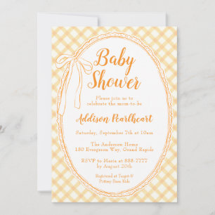 010 Amber Oranje Erfstuk Kantwerk Gingham Babyfees Kaart