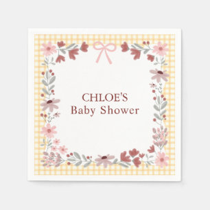 010 Amber Wilde Bloem Boog Gingham Babyborrel Servet