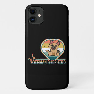 011 Retro Duitse herder hartslag  iPhone 11 Hoesje