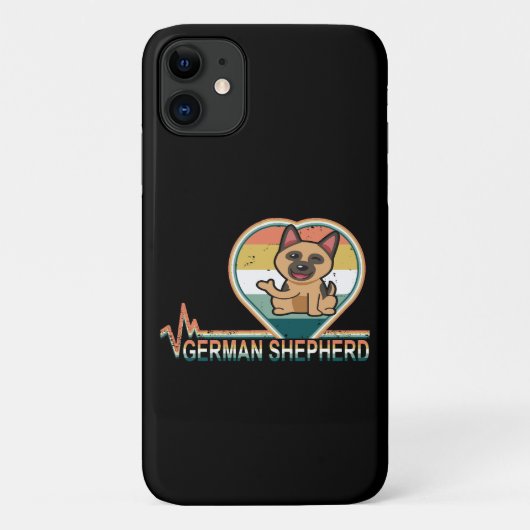 011 Retro Duitse herder hartslag  Case-Mate iPhone Case (Achterkant)