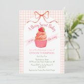 011 Terracotta Bes Berry Zoete Aardbei Baby Shower Kaart (Staand voorkant)