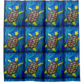 0136 - Motif tortue - Rideau de douche (Devant)