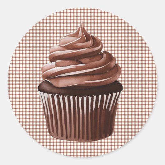 013 Chocolate Cupcake on Gingham Sticker (Devant)