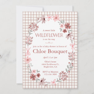 013 Invitation de Baby Shower Fleur Sauvage Chocol