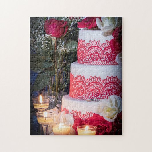 0140-Trouwtaart met Ringen, Rozen Puzzel (Verticaal)