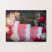 0140-Trouwtaart met Ringen, Rozen Puzzel Legpuzzel (Horizontaal)