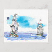 (014) Tall Ship Naval Combat Briefkaart (Voorkant)