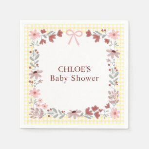 015 Citroen Gele Bloem Boog Gingham Baby Shower Servet