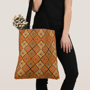0168 - Orange Mandala Tiles - Sac fourre-tout