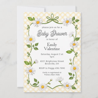 016 Madeliefje Geel Bloemmotief Baby Shower Kaart