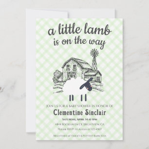 017 mosgroene baby shower met kleine lammetjesboer kaart
