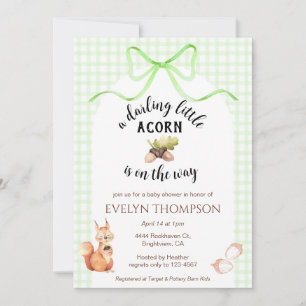 017 Mosgroene Eekhoorn Eikel Gingham Baby Shower Kaart