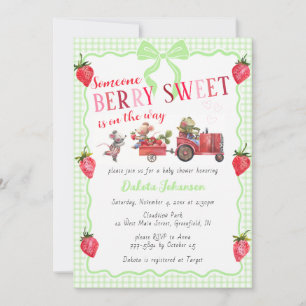 017 Moss Gingham Bes Baby Shower Feestje Kaart