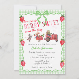 018 Gras Gingham Bes Zweet Boerderij Baby Shower Kaart